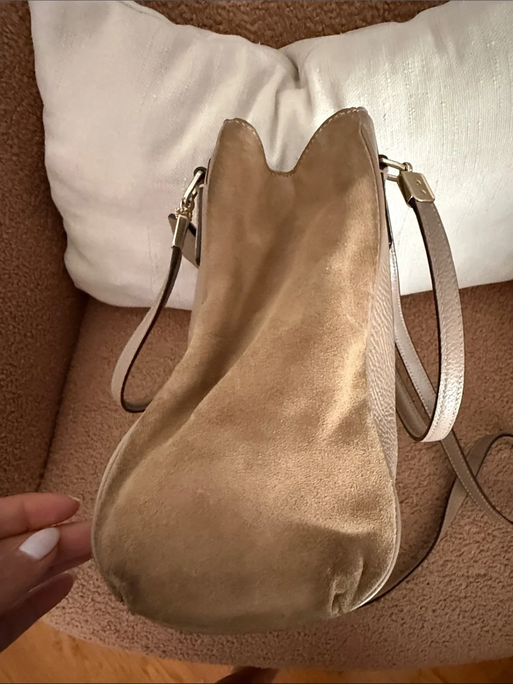 COACH Taupe Leather & Suede Satchel Bag